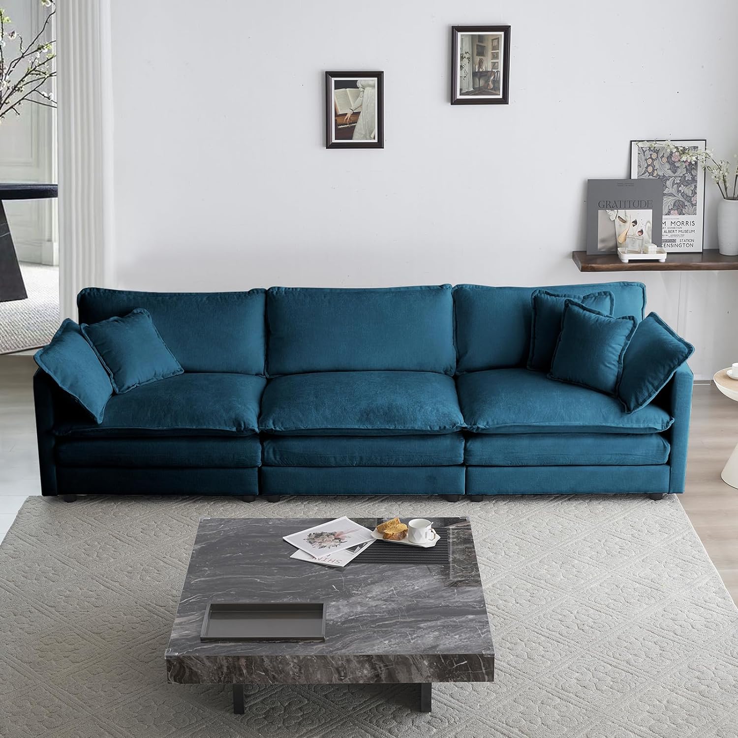 Neylory - Sofá de dos plazas con 2 almohadas para sala de estar, recámara, departamento, 2 plazas de felpilla para asiento profundo