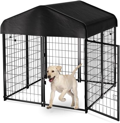 PawGiant Caseta para Perros al Aire Libre con Techo Impermeable para Mascotas Medianas y Pequeñas, 4x4x4.5 pies, Jaula y Corral Interior/Exterior