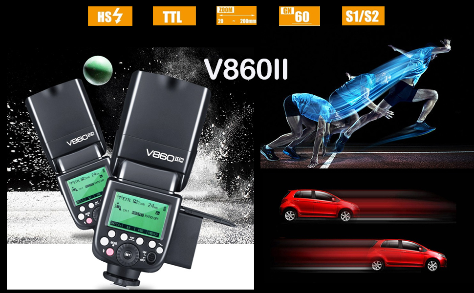 GODOX V860II-C Kit E-TTL de sincronización de alta velocidad 1/8000s 2.4G GN60 batería de ion de litio 1.5s Reciclar tiempo flash