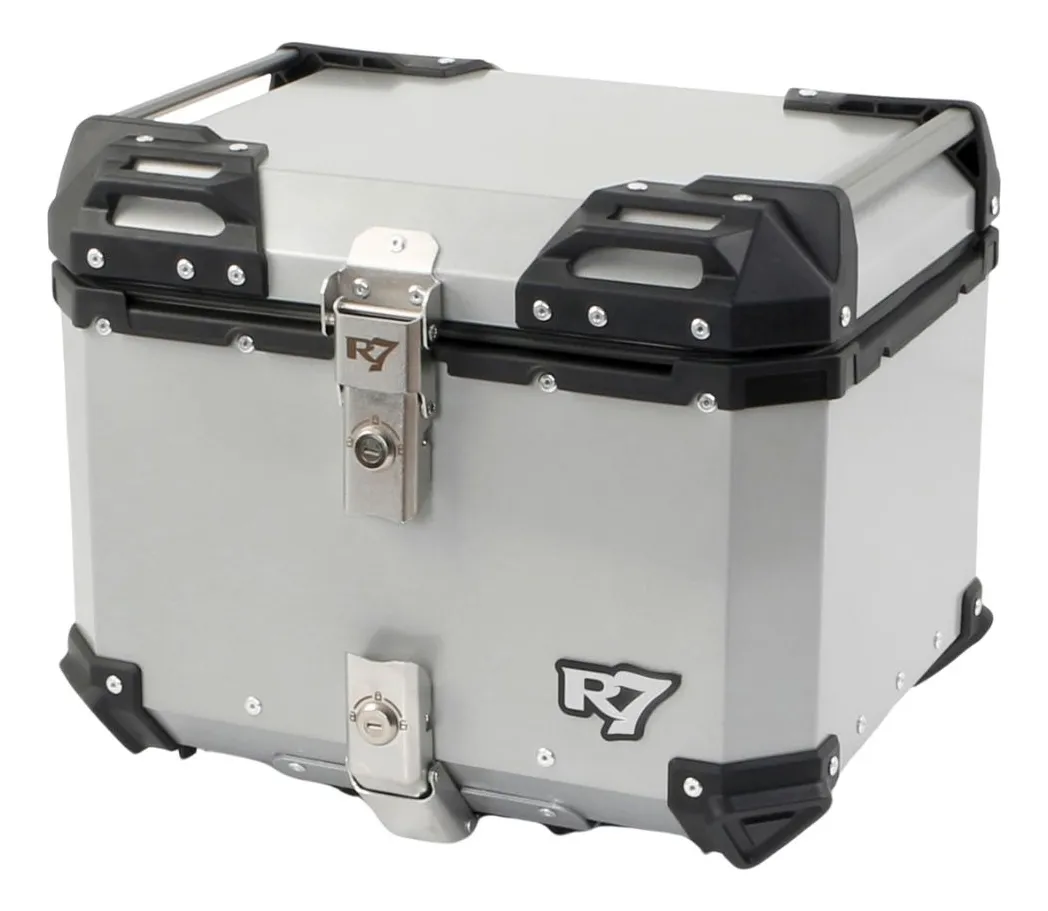 Caja Para Moto Trasero R7 Racing Aluminio 45 Lts Color Plateado