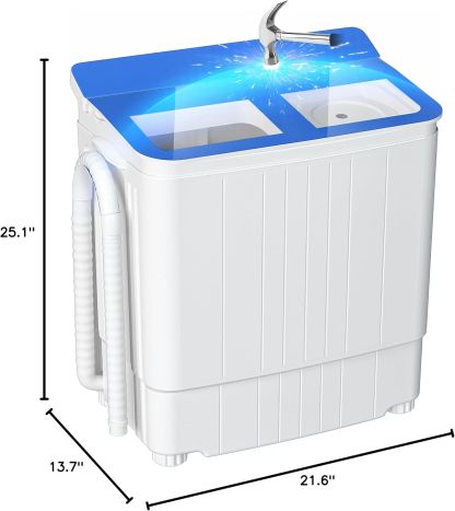 Superday - Mini lavadora compacta portátil de tina individual y secadora giratoria, ciclo de lavado y centrifugado, capacidad 18 lb, camping, apartamentos, recámaras, salas universitarias, caravanas