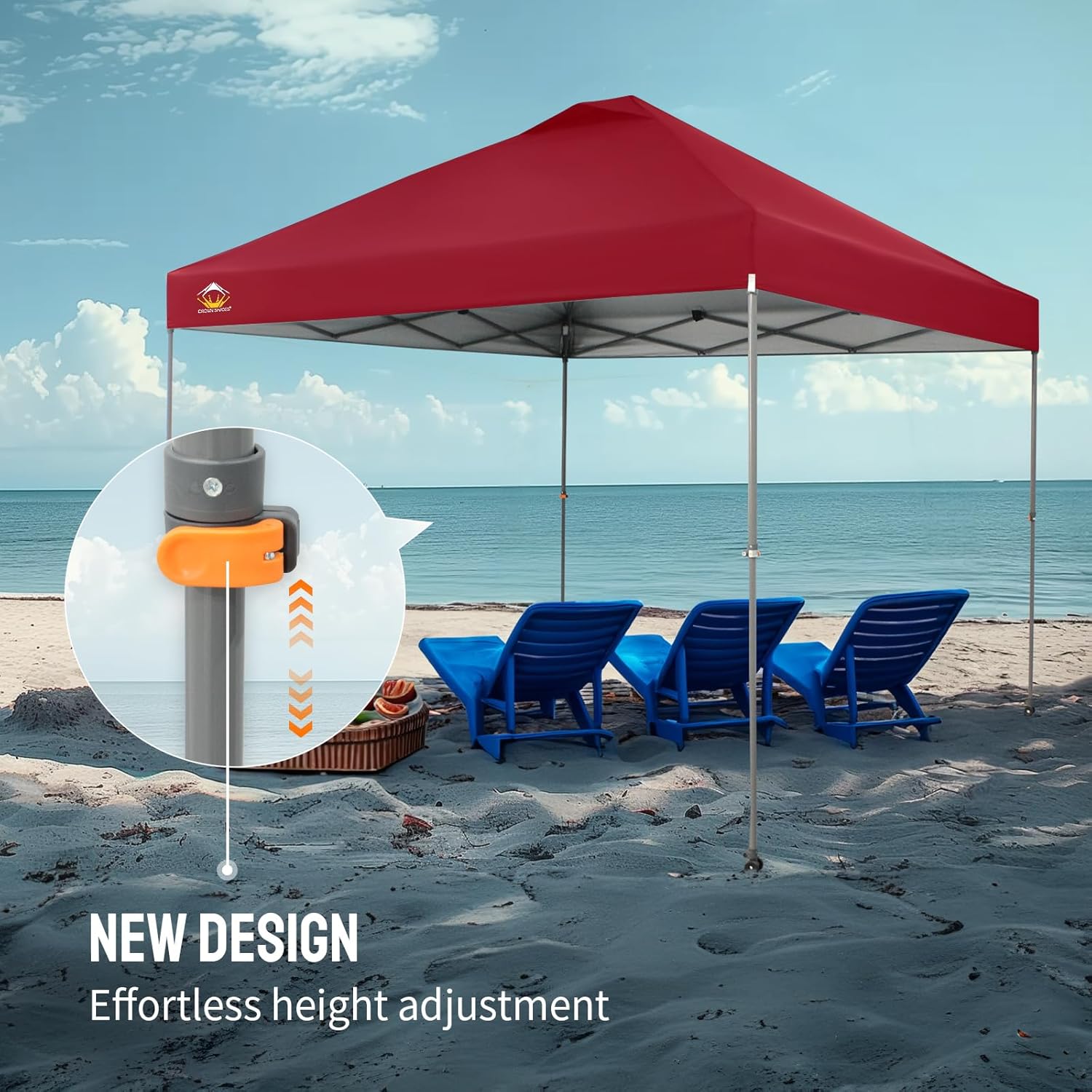 CROWN SHADES - Toldo desplegable de 3.60 x 3.60 metros, toldo patentado de un empuje con bolsa de transporte con ruedas, 8 estacas y 4 cuerdas, negro