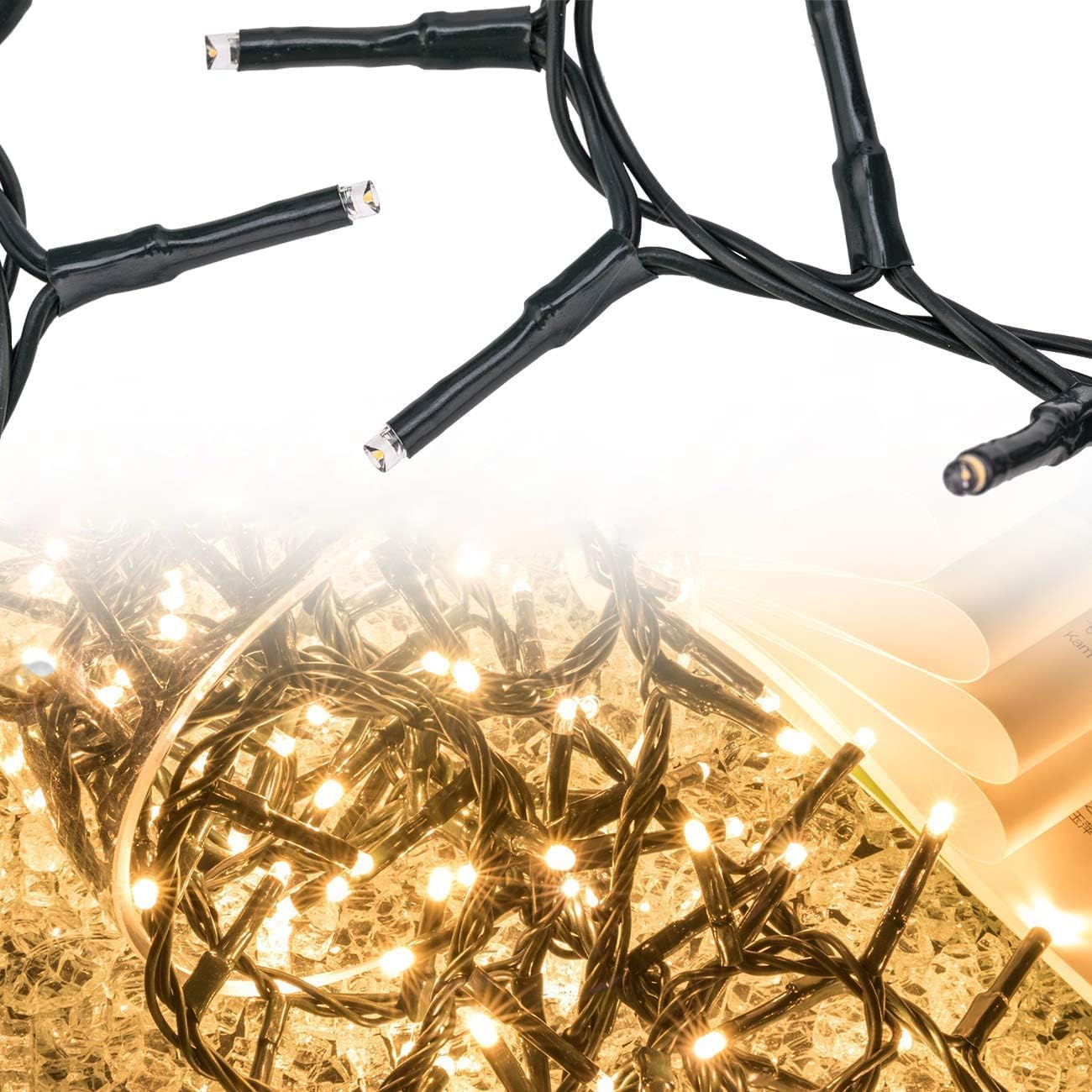 Arbol de Navidad Grande 2.2m, Arbol de Navidad con Luces Integradas, con 27m 240 Luces Led Parpadeantes(8 Modos de Luz), 1140 Ramas, con 35 Pares de Piñas y 35 Pares de Frutos Rojos, Soporte Metálico