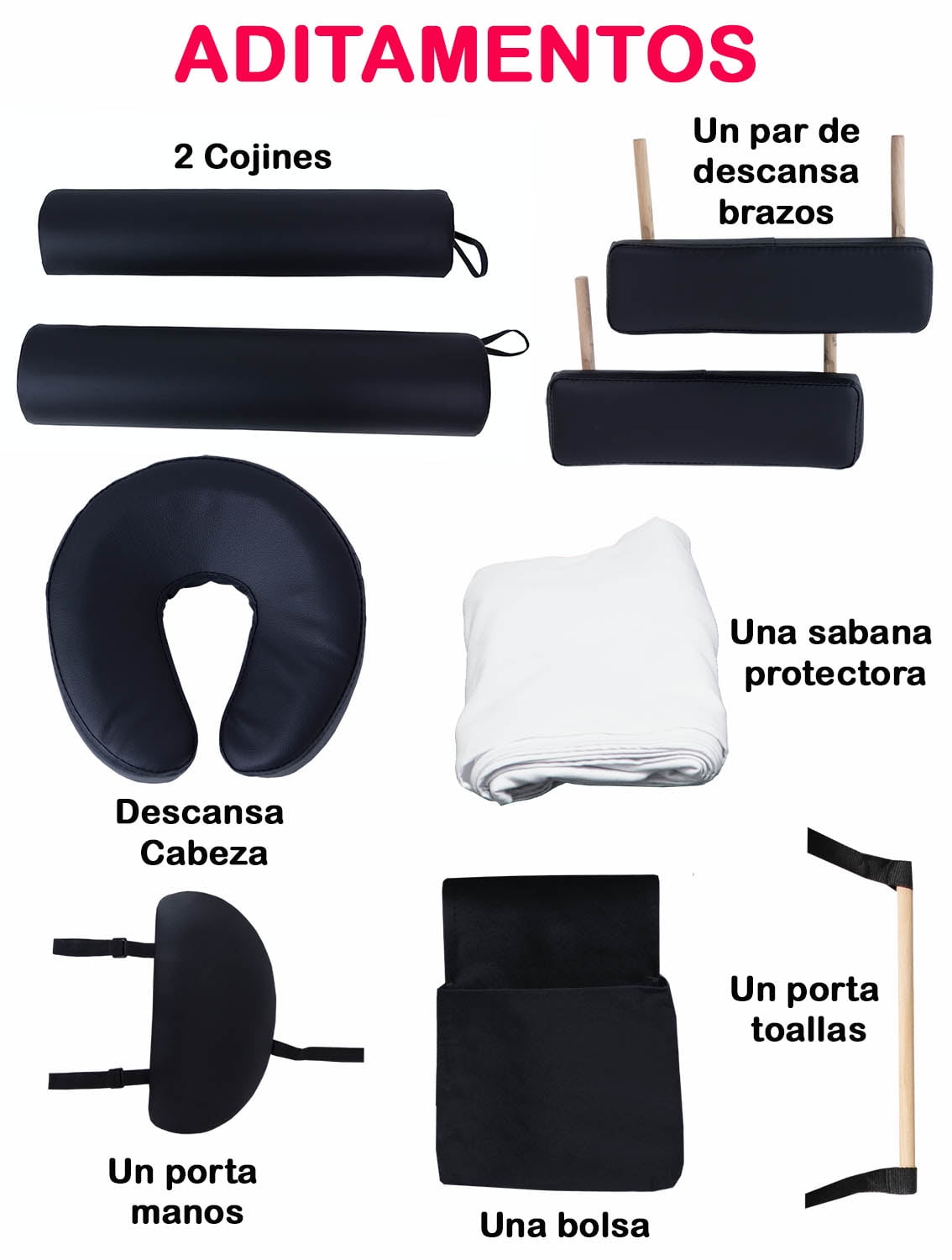 Cama de Masaje Accesorios 3 Secciones Nanofort Portatil Plegable