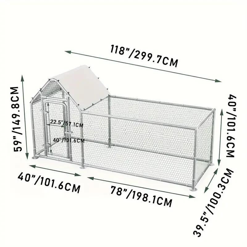 Pequeño gallinero de metal LEMBERI, corral para gallinas, jaula de alambre galvanizado para gallinas y patos, jaulas para conejos con cubierta impermeable y antiultravioleta para exteriores, patio trasero y granja