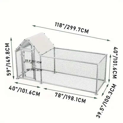 Pequeño gallinero de metal LEMBERI, corral para gallinas, jaula de alambre galvanizado para gallinas y patos, jaulas para conejos con cubierta impermeable y antiultravioleta para exteriores, patio trasero y granja