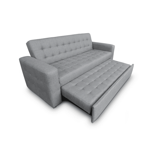 Sofá cama Matrimonial Moderno Plegable en Lino Gris Claro Mobydec Sofa cama Matrimonial en Lino