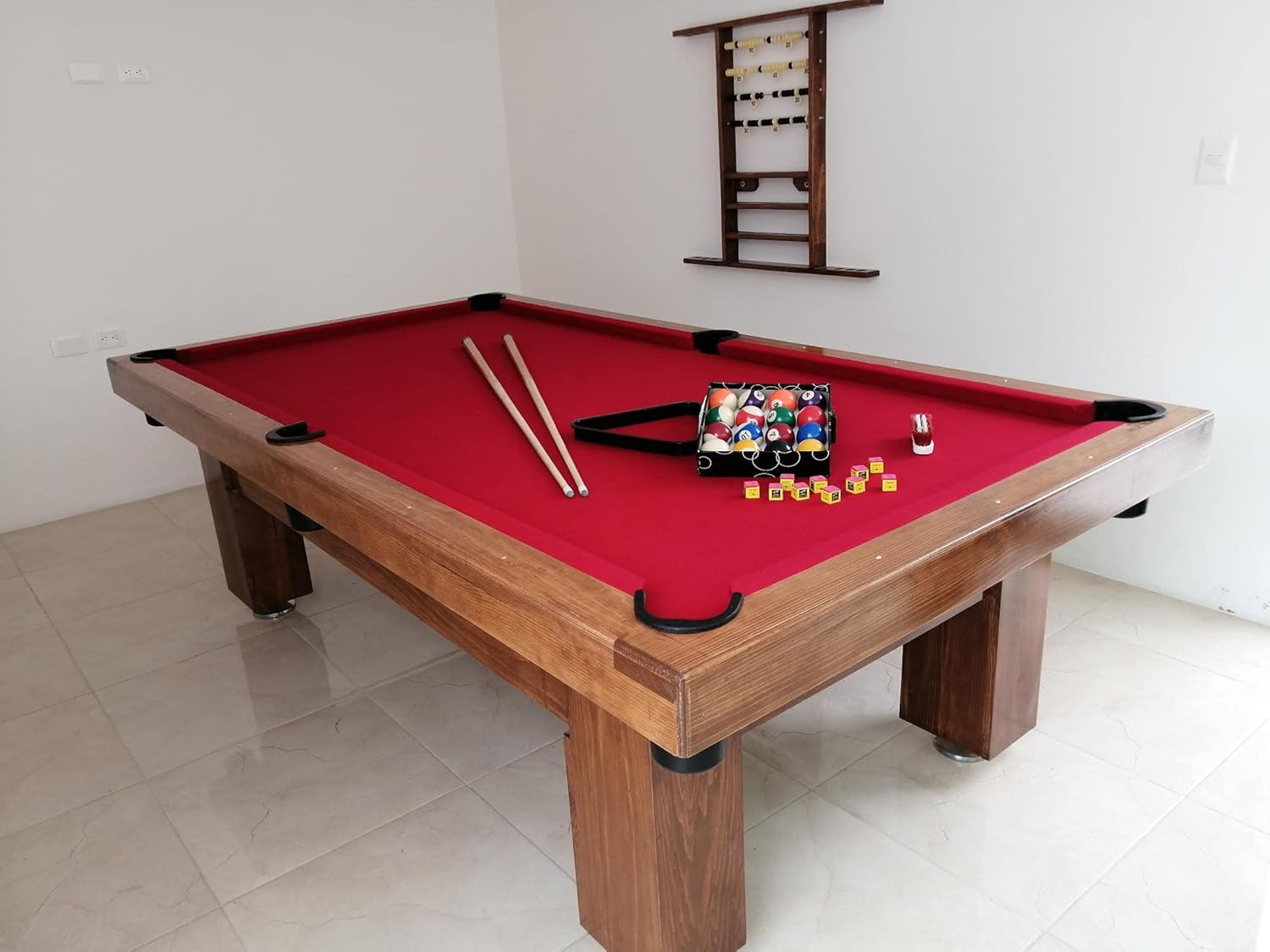 Mesa de Billar con Cubierta para Comedor Hecha a Mano en México Mesas Profesionales (Rojo)