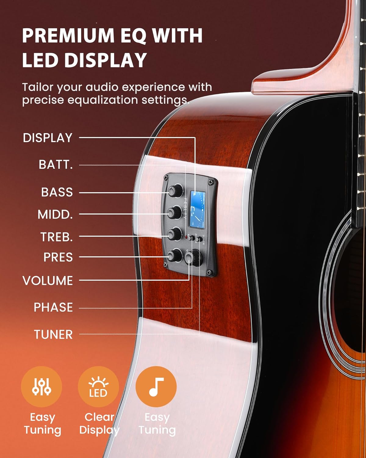 Fesley Guitarra de 12 cuerdas, guitarras eléctricas acústicas de tamaño completo para adultos, guitarra de abeto superior acústica, paquete de guitarra recortada con bolsa de concierto, púas, cuerdas, correa, natural