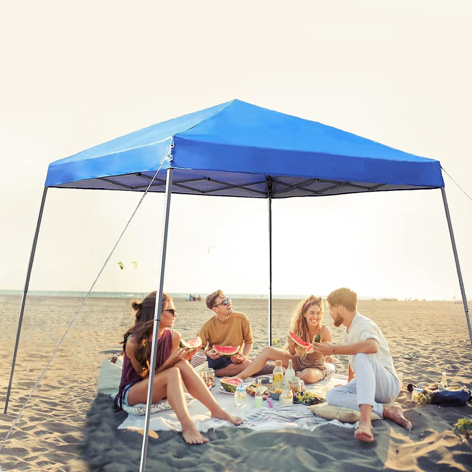 PHI VILLA - Toldo parasol con bloqueo UV de 4 x 4 m con kits de herramientas, pantalla de cenador para patio al aire libre, eventos de jardín, marrón-Clavijas de tierra para tienda de campaña al aire libre, clavijas para campamento con dosel