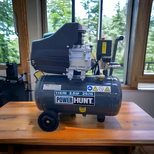 Compresor De Aire 25lts Power Hunt 2.5hp Doble Salida Y Kit