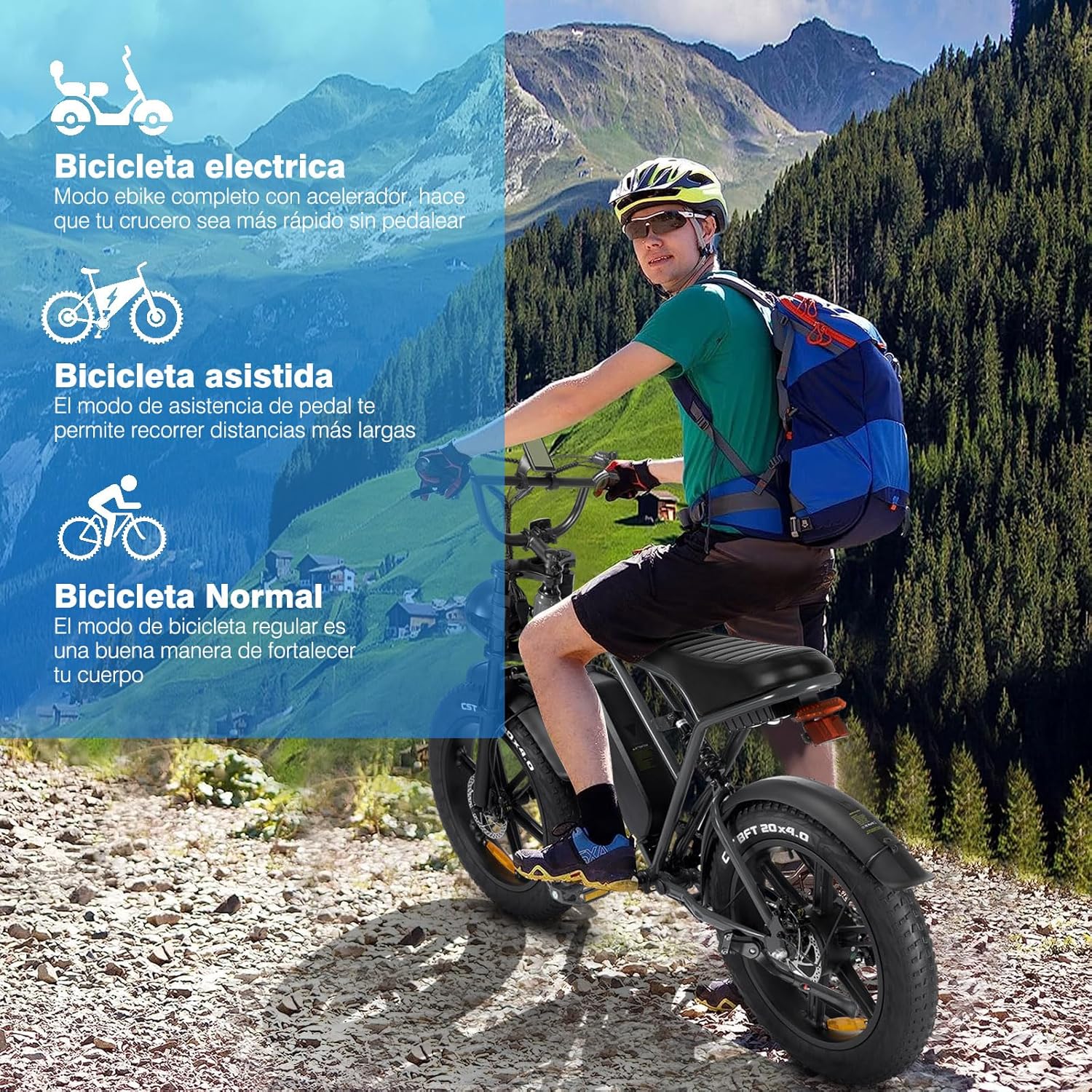 NOVANGUA Bicicleta Eléctrica para Adultos,750 W,48V 15Ah Batería Extraíble, Bicicleta Eléctrica de 65km Larga Distancia & 50KM/h,Shimano 7 Velocidades y Amortiguador Doble para Moto de Cross