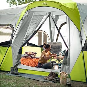 Imagen de estilo de vida de gran puerta en T en 12 Personas Tienda de Cabina Instantánea, Tienda Espaciosa para comer dormir