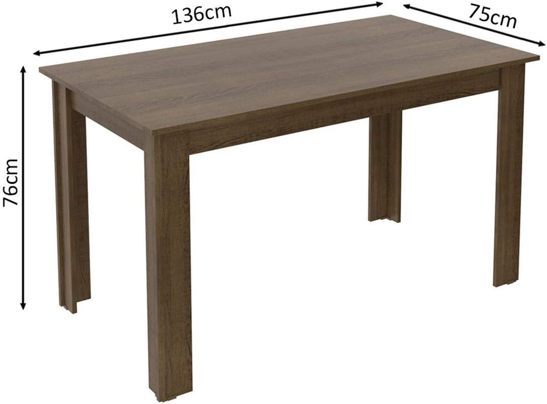 Madesa Juego de Comedor, Mesa con Encimera y 6 Sillas Maris - Marrón/Sintético Beige