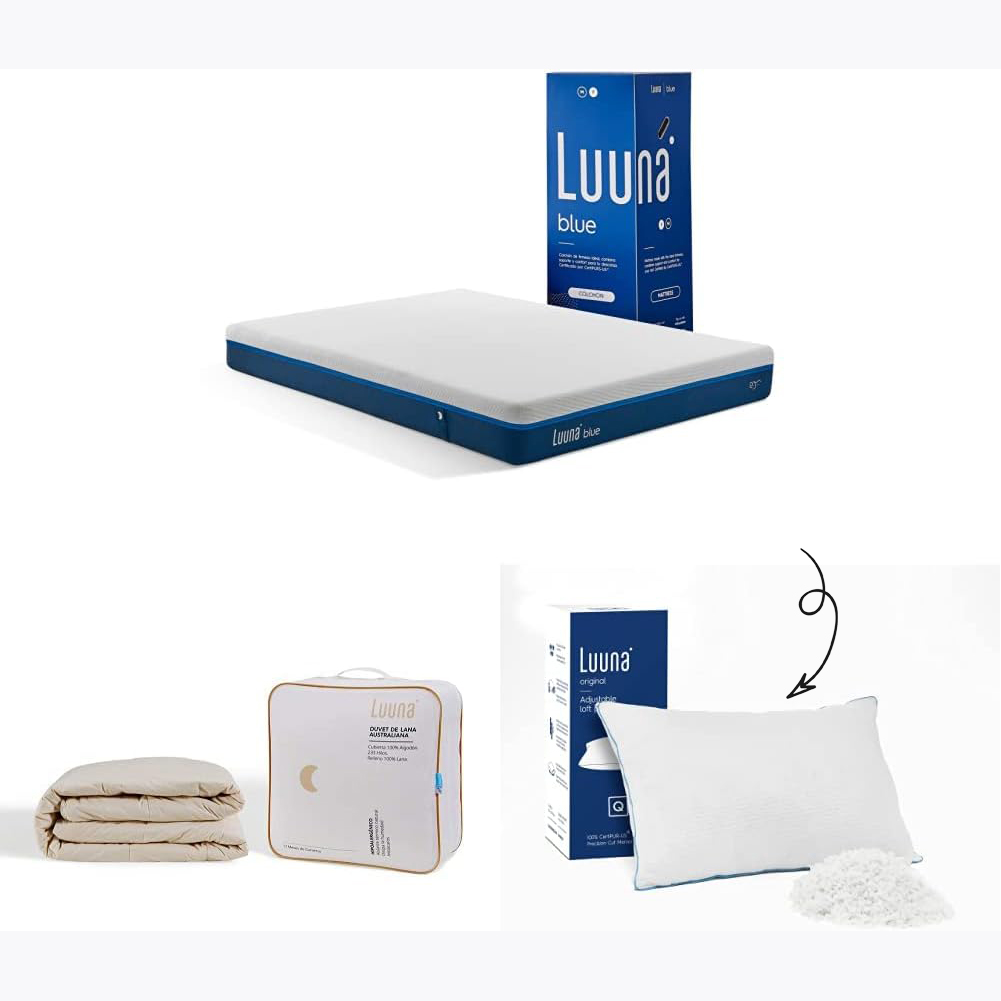 Luuna Colchón Blue Individual, Espumas certificadas, Hecho en México, 3 Capas de Espuma, Memory Foam, Durabilidad, Colchón en Caja