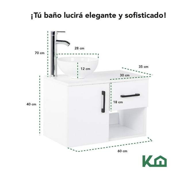 Mueble Kit Para Baño Gabinete Organizador Lavamano Monomando blanco