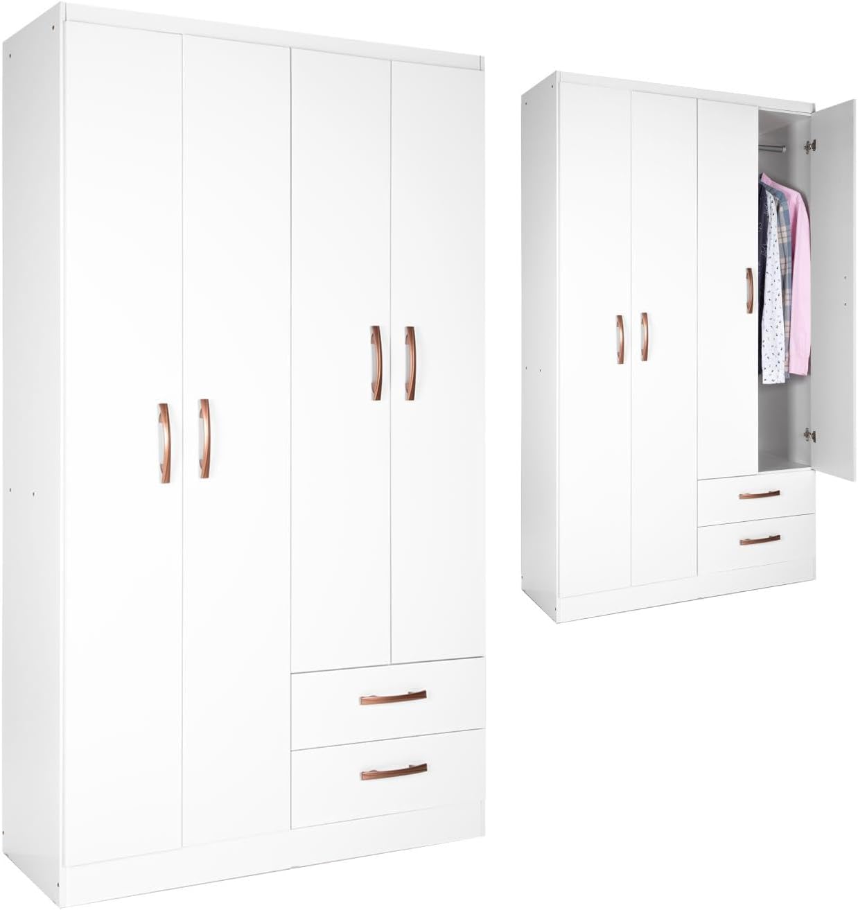 Kingshouse | Ropero De 6 Puertas con 2 Cajones – Color Café – Barra para Colgar – Estructura MDP – Mueble Organizador De Ropa – Armario para Casa, Recámara y Hogar