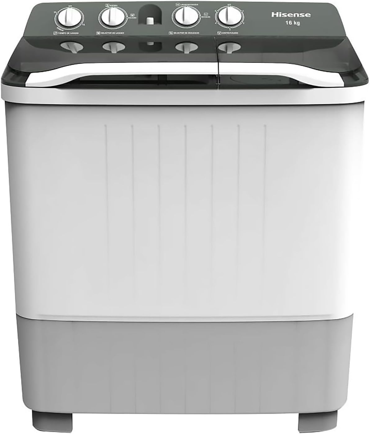Lavadora Automatica Hisense doble tina 13 KG, carga superior, Blanca/Gris, modelo WSA1302P