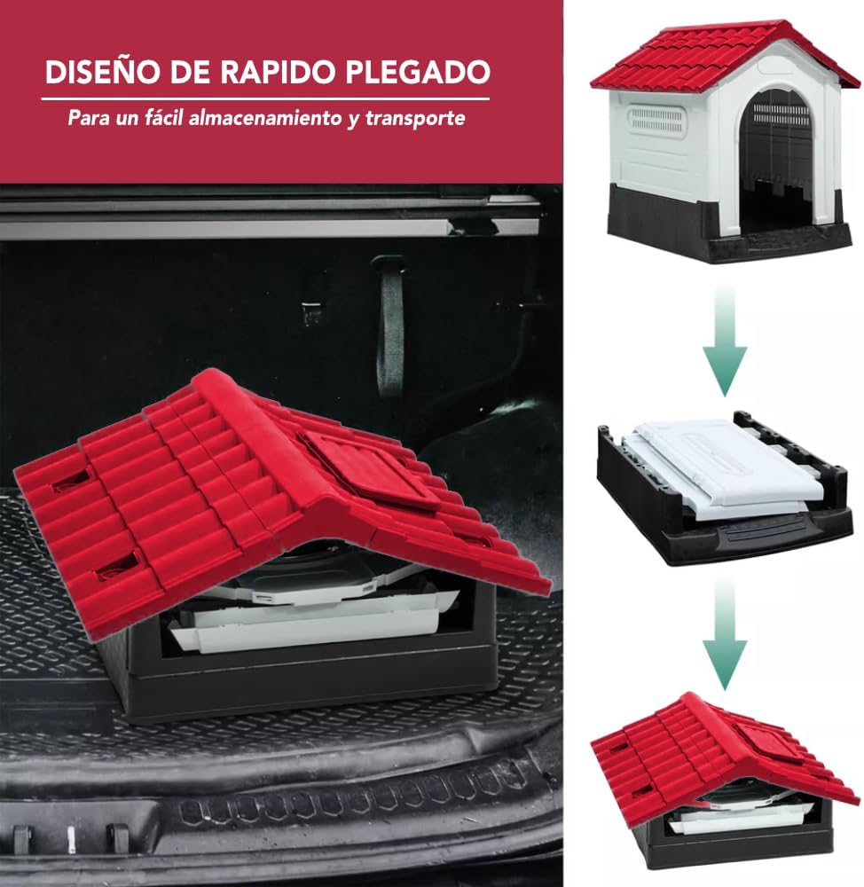 Q PERRON | Casa para Perro Grande |Plástico Alta Calidad y Durabilidad| Resistente al Exterior |Medidas 105 X 88 X 100 Cm