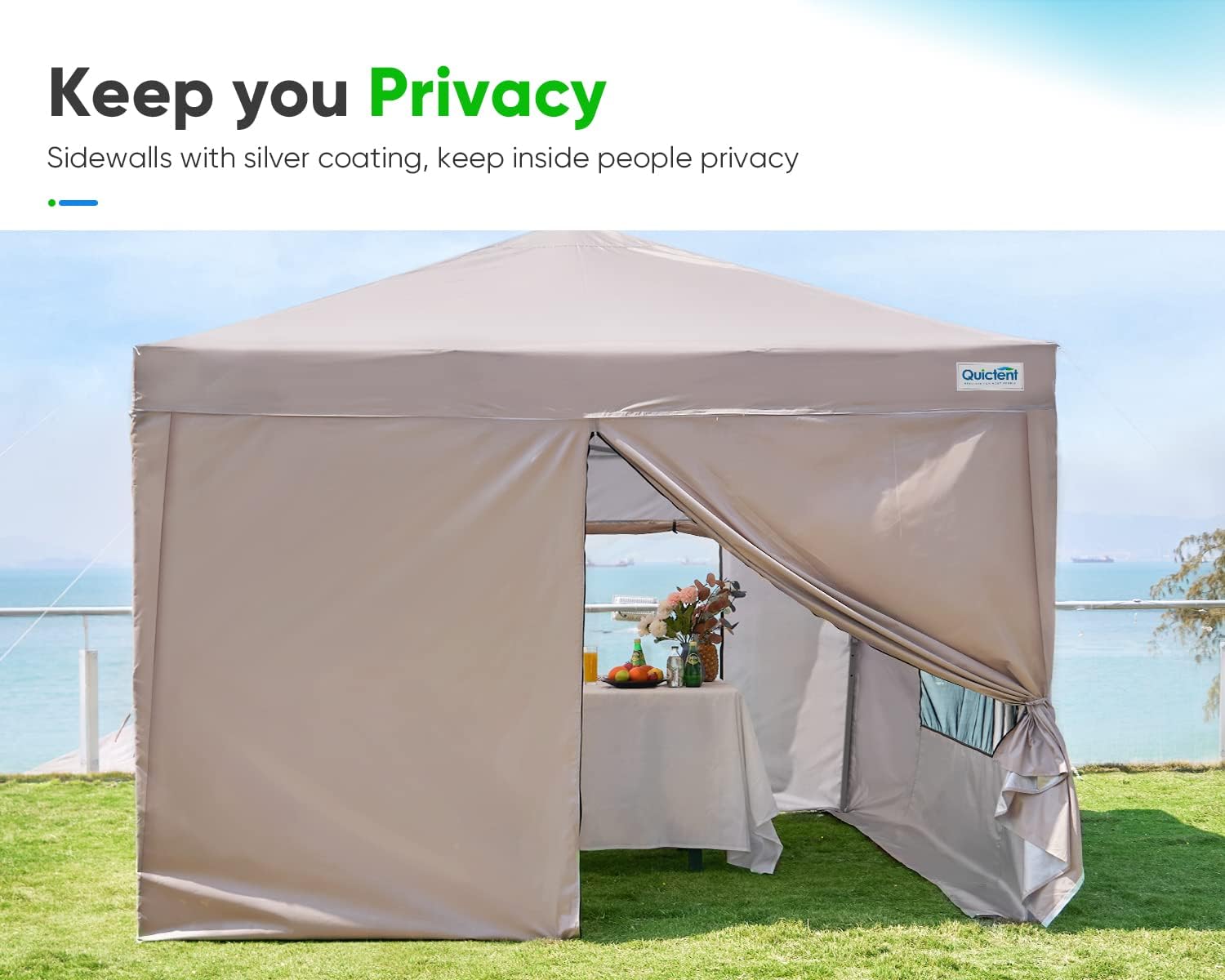 Quictent - Tienda de campaña desplegable de privacidad de 10 x 10 pulgadas con paredes laterales y ventanas ventiladas enrollables, configuración para una persona, fácil refugio para eventos
