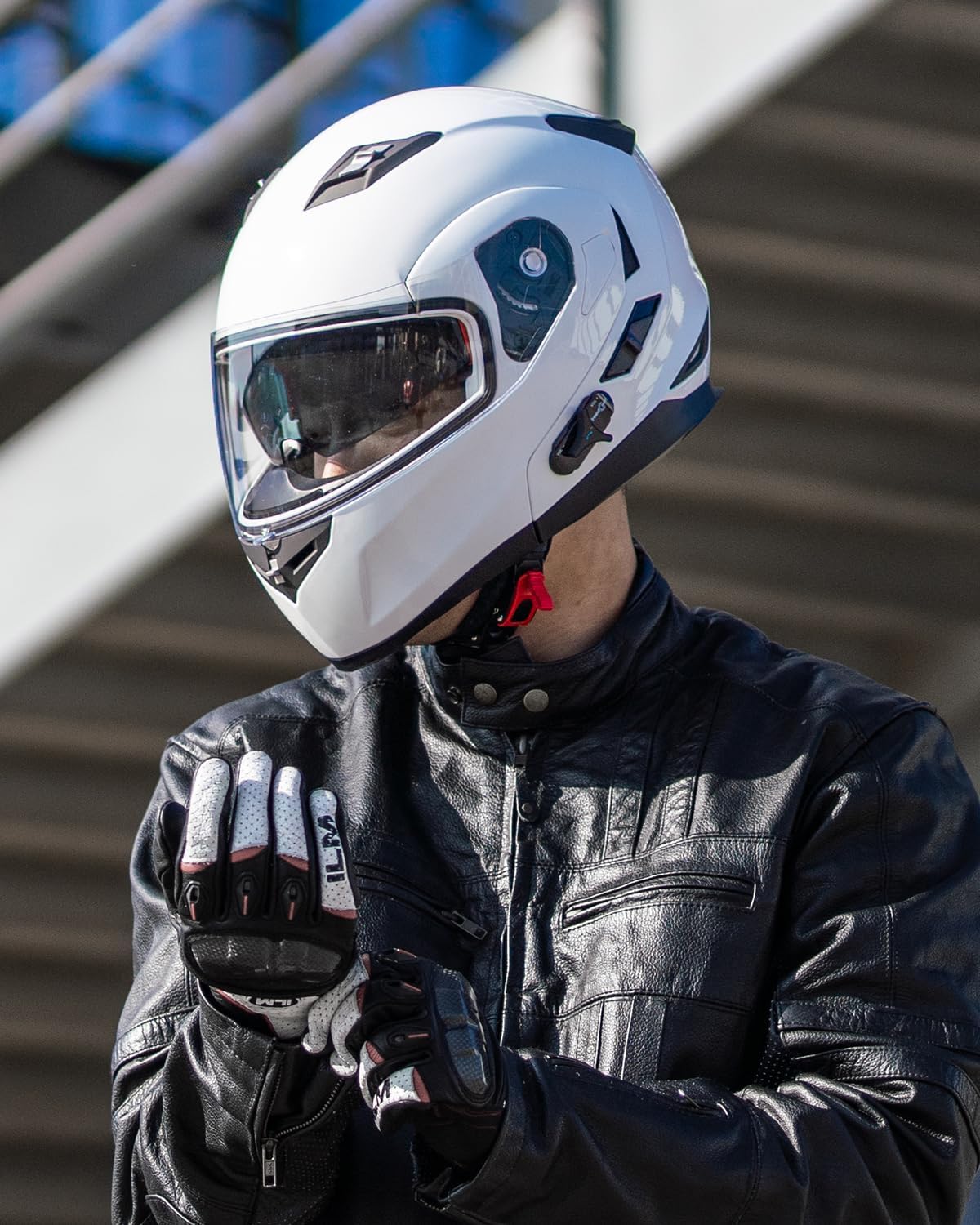ILM - Casco de Motocicleta Modular Integrado con Bluetooth, con protección Solar para Mp3, Modelo 953/953 Pro