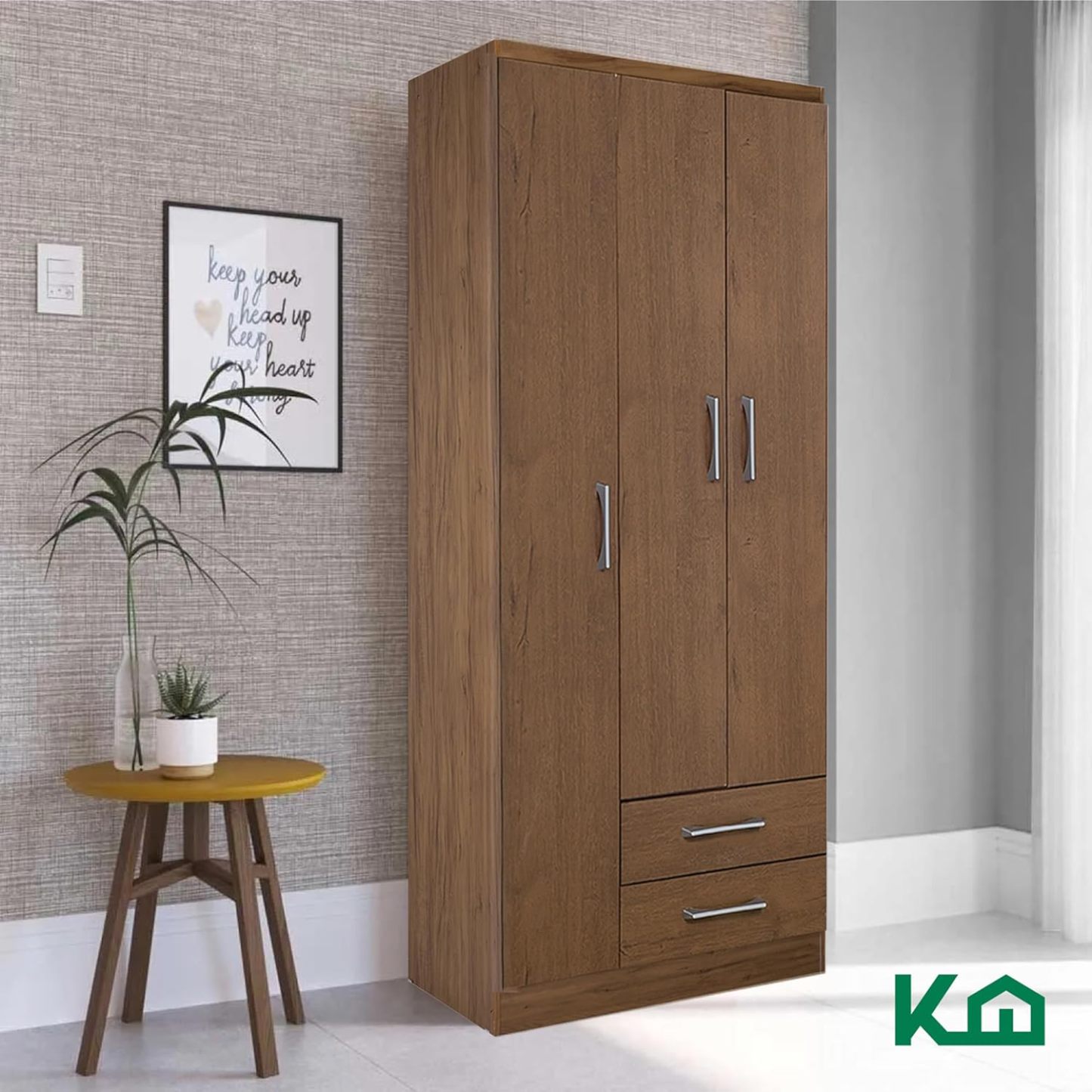 Kingshouse | Ropero De 6 Puertas con 2 Cajones – Color Café – Barra para Colgar – Estructura MDP – Mueble Organizador De Ropa – Armario para Casa, Recámara y Hogar