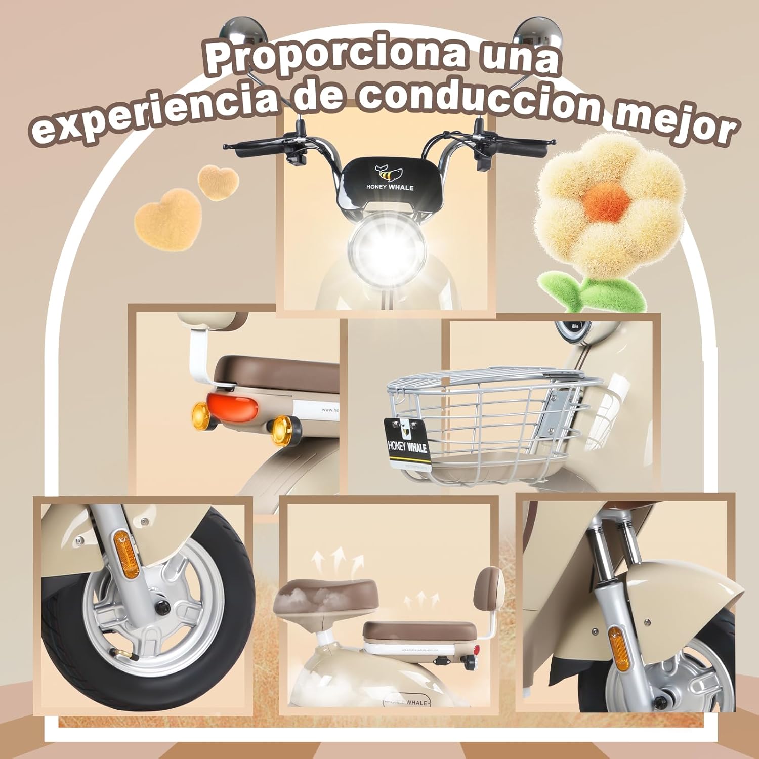 HONEYWHALE UNA Bicicleta Electrica para Adultos, Moto Electrica con Alarma, Potencia Motor MAX 800W, Velocidad MAX 45KM/H, Autonomía 60KM, Bateria 20AH de Gran Capacidad