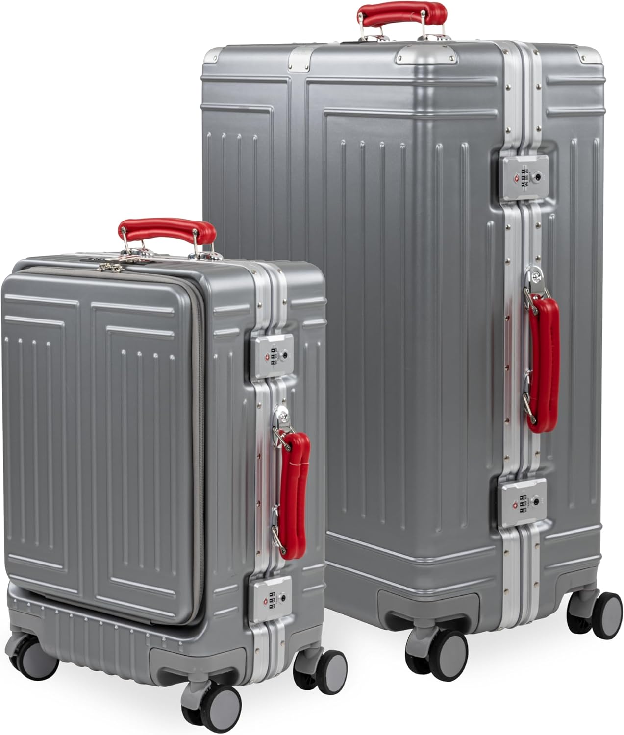 Set de 2 Maletas Premium 20 y 26 Pulgadas Equipaje de mano Con Candado TSA Compartimiento Para Laptop USB Ruedas Giratorias (Rojo)-#17011001901303020502#