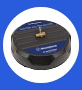 Limpiador de superficies Westinghouse para lavadora a presión sobre un fondo azul.