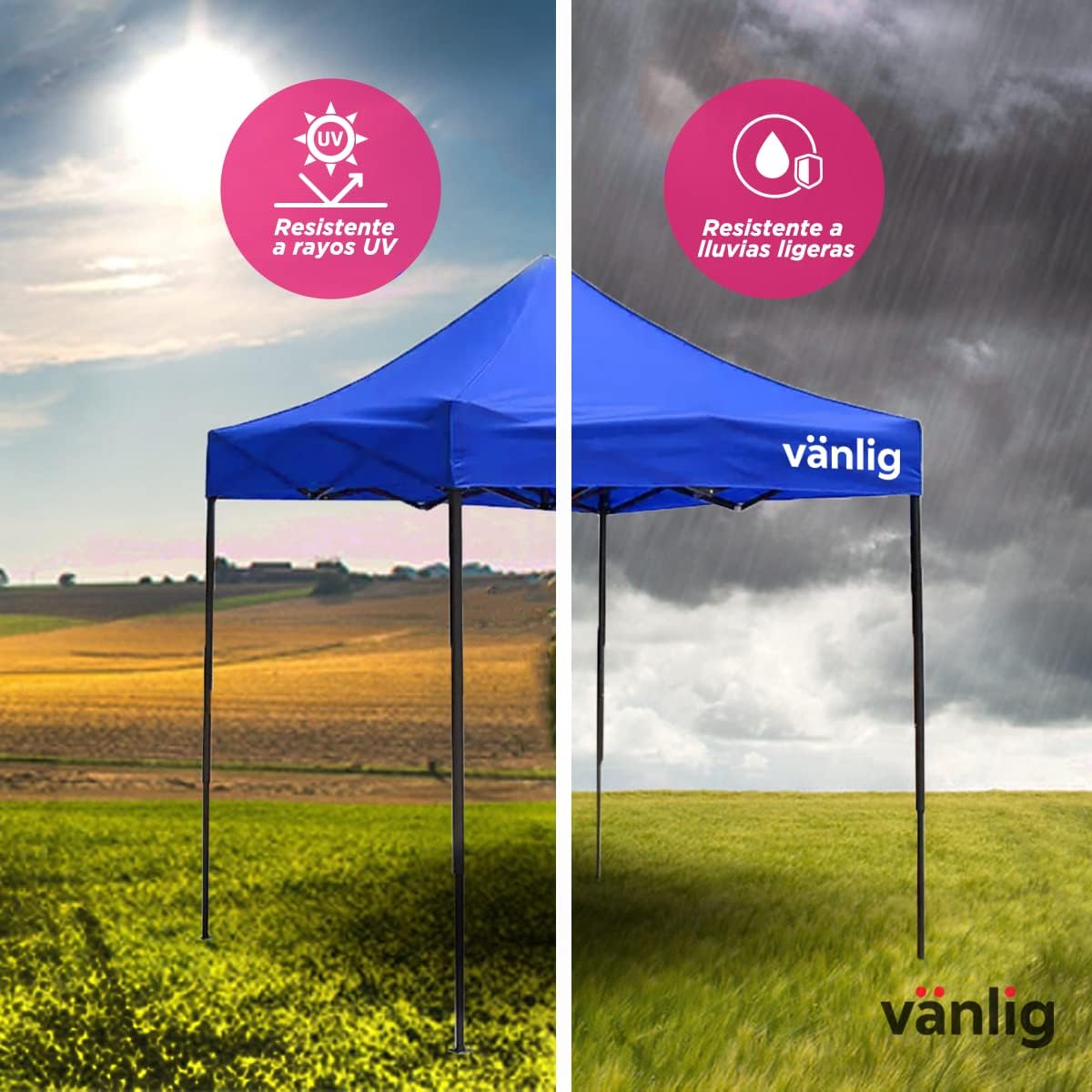 VANLIG | Carpa Toldo Plegable 2x2m | Impermeable, para Uso Temporal y Comercial | Fácil de Armar | Protección Solar UV | Ideal para Jardín, Eventos y Exterior | Color Negro