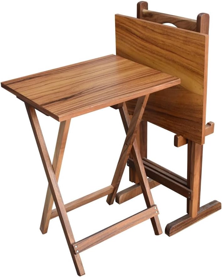 Hogare Mesas Plegables De Servicio con Base, Mesa, Mesa Auxiliar, Mesita, Juego de Parota (Chocolate)