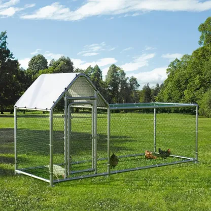 Pequeño gallinero de metal LEMBERI, corral para gallinas, jaula de alambre galvanizado para gallinas y patos, jaulas para conejos con cubierta impermeable y antiultravioleta para exteriores, patio trasero y granja