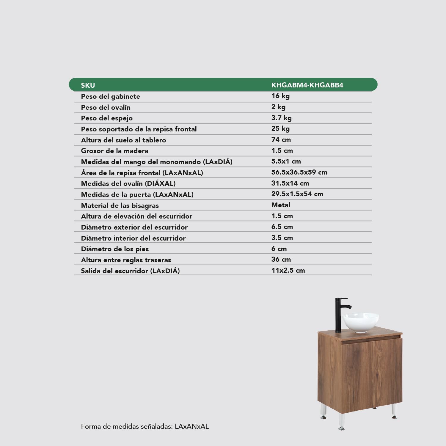 Kingshouse | Gabinete para Baño con Ovalín y Monomando – Mueble de Baño Lavamanos con 2 Cajones – Lavabo – Gabiente Organizador - Color Gris Mate – Fibra de Madera MDF – Lavamanos De Cerámica
