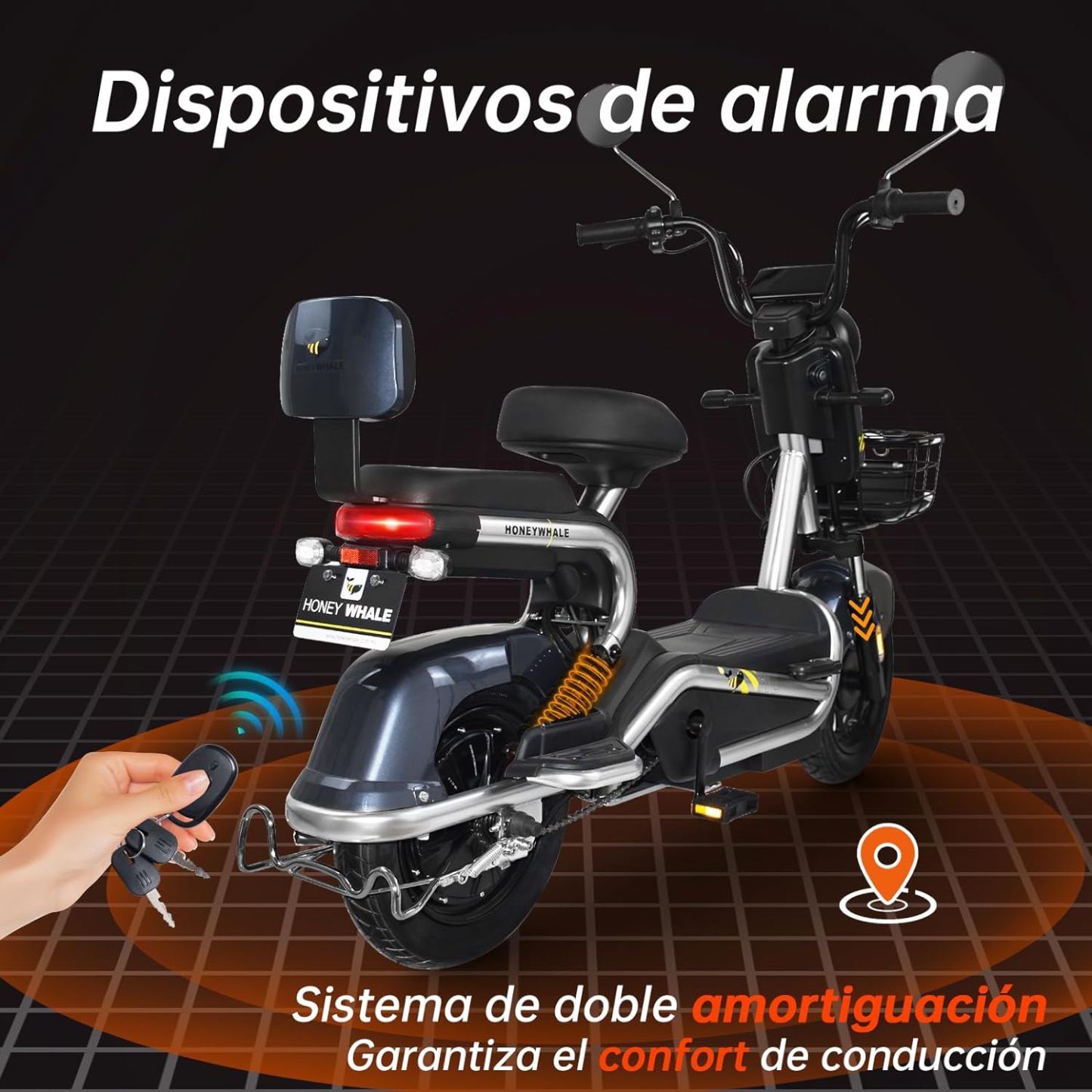 HONEYWHALE KC-Cool Bicicleta Electrica para Adultos, Bicimoto Eléctrica con Alarma, Máxima del Motor 700W, Velocidad Máxima 45KM/H, Autonomía 55-60KM, Baterías de Gran Capacidad 20AH