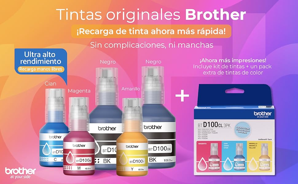 BROTHER,Impresora Multifuncional,copia,imprime,escanea,fax,InkBenefit Tank,WiFi,D&uacute;plex,Tintas Color