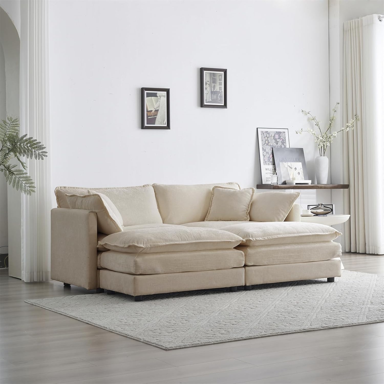 Neylory - Sofá de dos plazas con 2 almohadas para sala de estar, recámara, departamento, 2 plazas de felpilla para asiento profundo