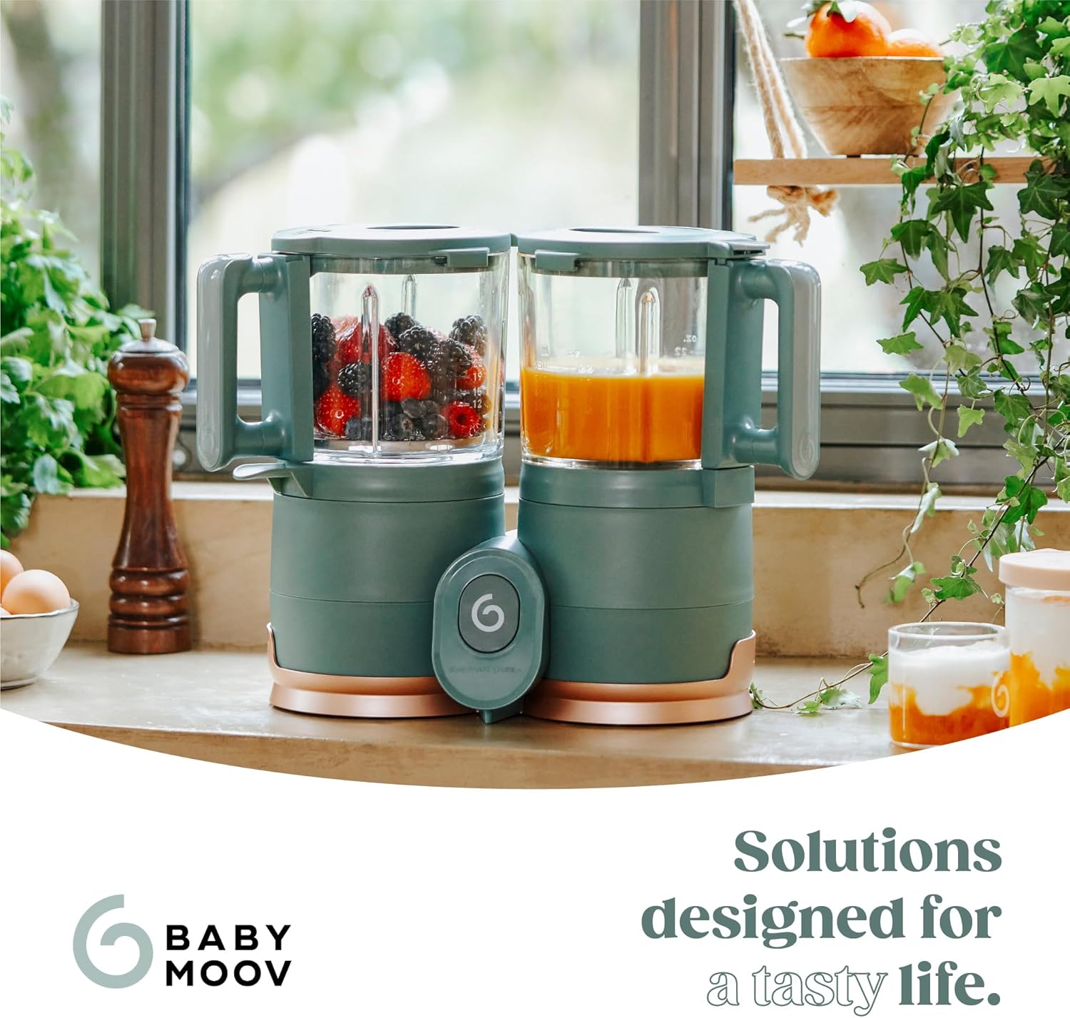 Babymoov Duo Meal 6 en 1: Procesador de Alimentos para Bebés con Vaporizador y Licuadora de Velocidades Múltiples, Calienta y Descongela (Aprobado por Nutricionistas), Gris