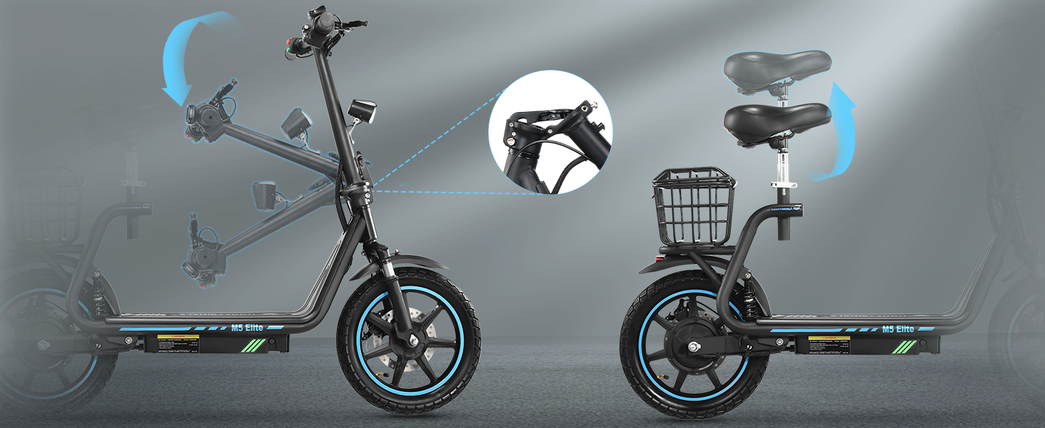 Manillar Plegable Asiento Regulable y Desmontable