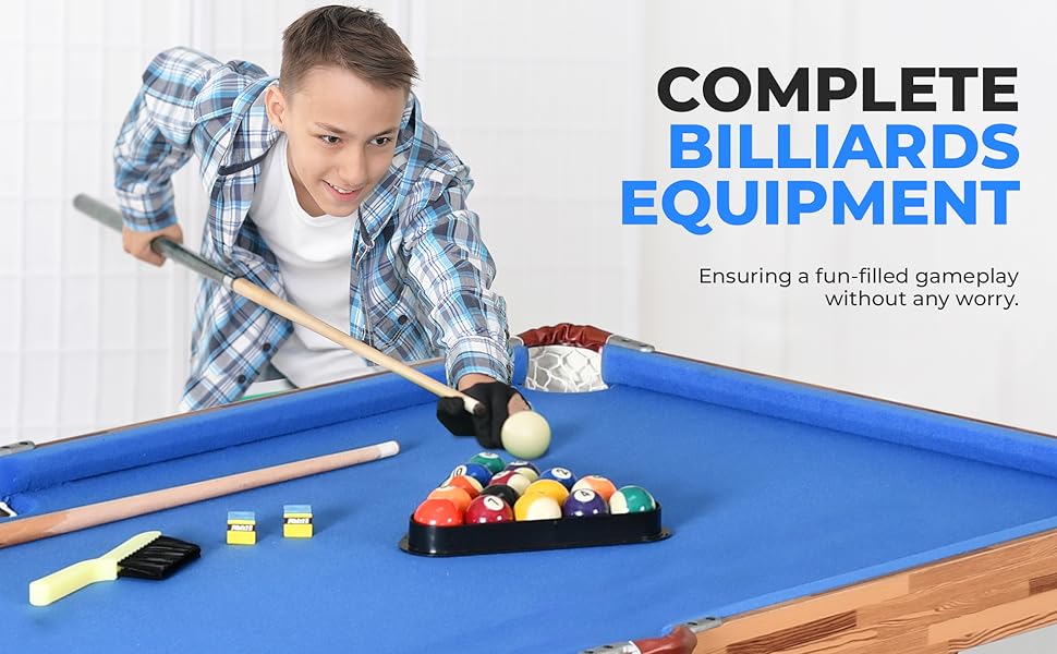 Mesa de billar plegable de 4 pies; mesa de billar; mesa; billar; port&aacute;til; mesa de juego; palos; taco; bolas; azul