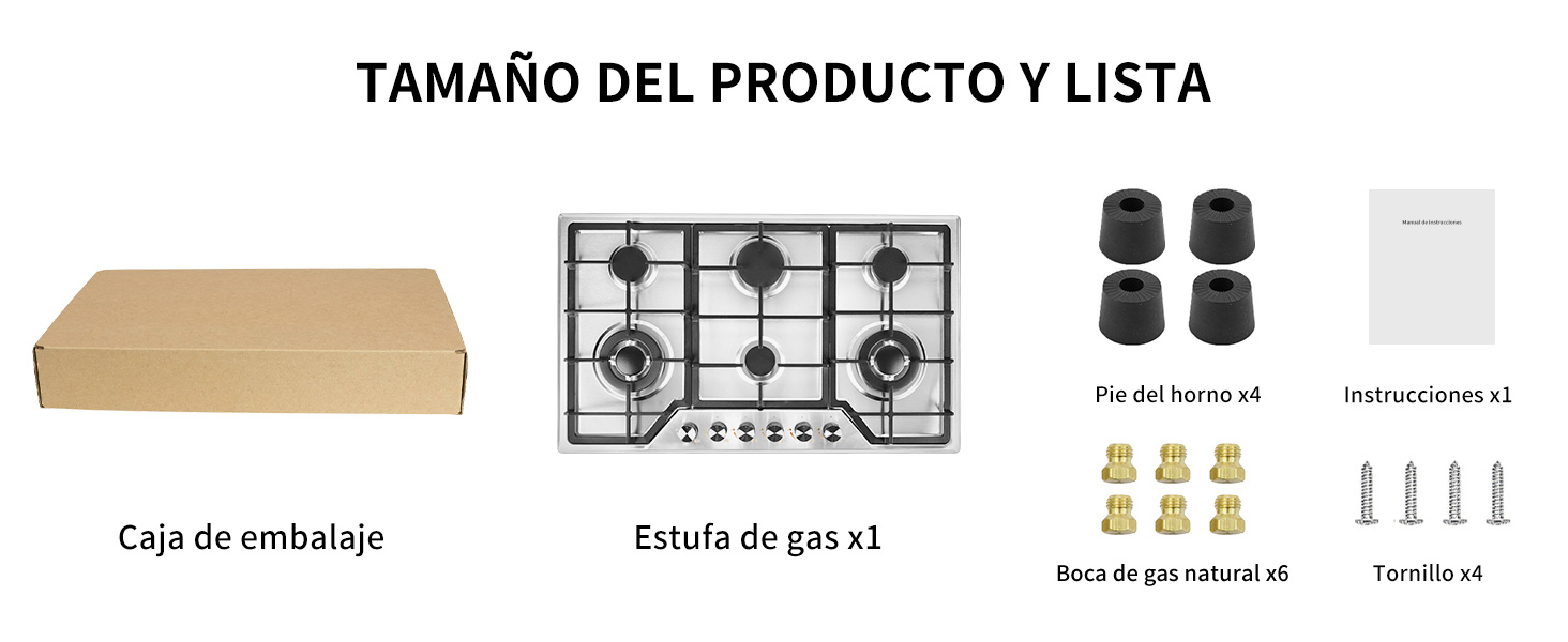 estufa empotrable 6 quemadores