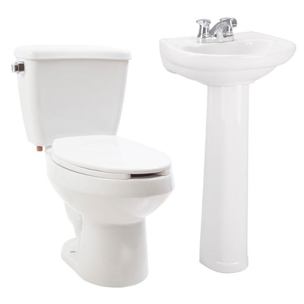 PAQUETE SANITARIO URBAN 2 PIEZAS ALARGADO 3.9 L BLANCO INCLUYE TAZA, TANQUE, LAVABO Y PEDESTAL