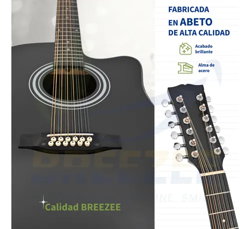 Guitarra Acústica 12 Cuerdas 42 Pulgadas Abeto Accesorios