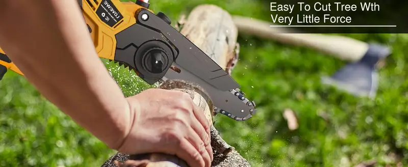 Mini motosierra inalámbrica, motosierra eléctrica de mano de 6 pulgadas con batería de 3.0Ah, velocidad de 23 pies/s - Tensado automático de la cadena y engrasador automático para ramas de árboles, patio, hogar y jardín detalles 1