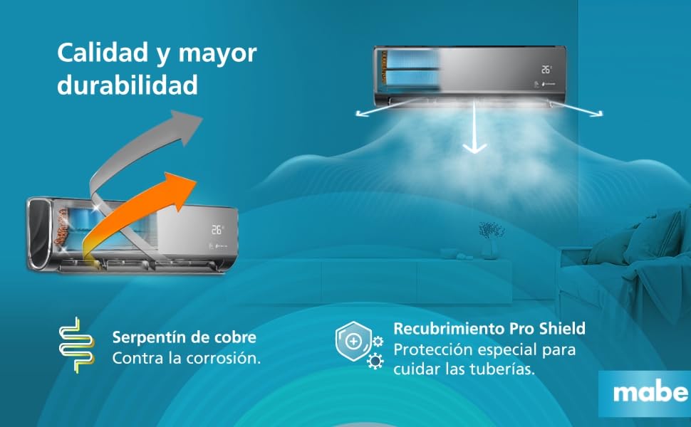 pro shield, aire acondicionado, minisplt, mabe
