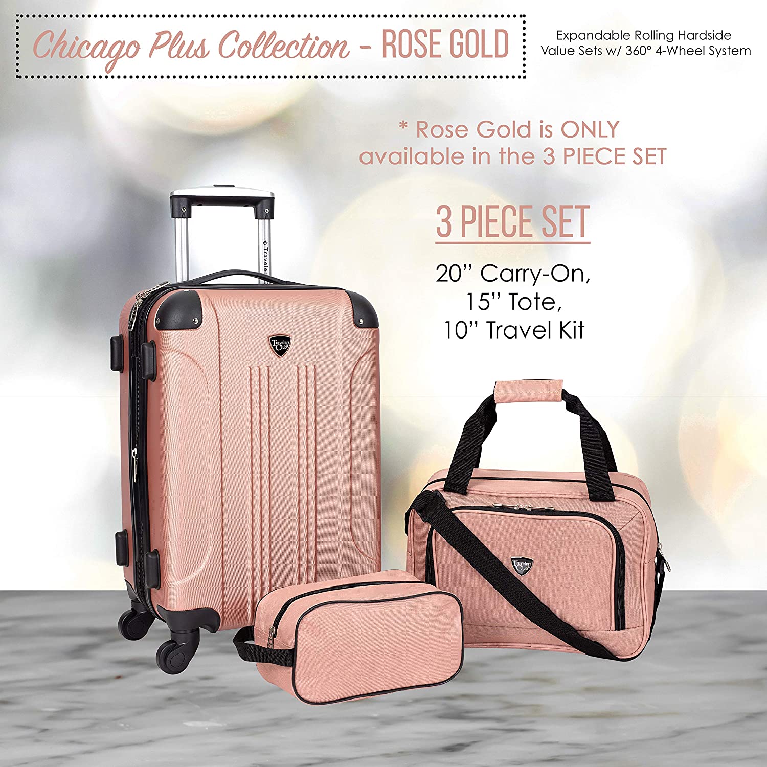 Equipaje giratorio extensible duro de Travelers Club Chicago-----Máscara para ojos