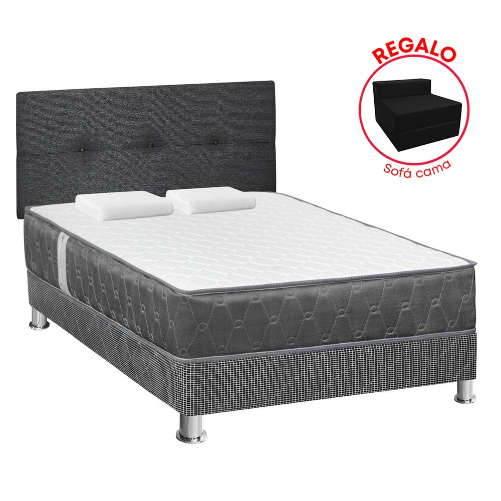 Dormitorio FORLI Acqua 2 Plazas Blanco/Gris + Sofá Cama