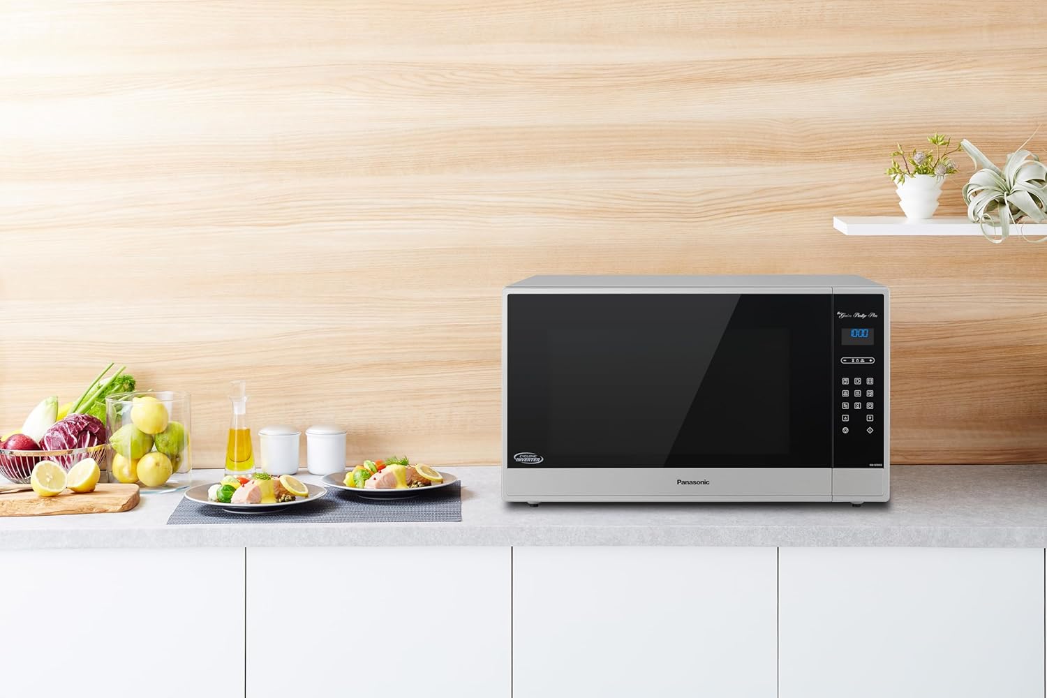 Horno de Microondas Panasonic NN-SE995SRPH Cyclonic Inverter, Capacidad 2.2 pies cúbicos, Sensor Genius, Acero Inoxidable
