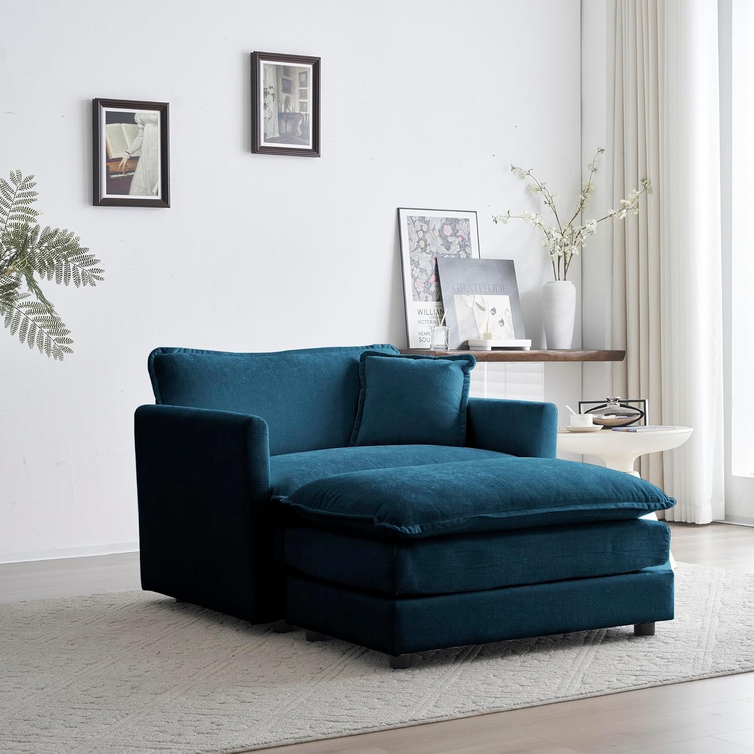 Neylory - Sofá de dos plazas con 2 almohadas para sala de estar, recámara, departamento, 2 plazas de felpilla para asiento profundo