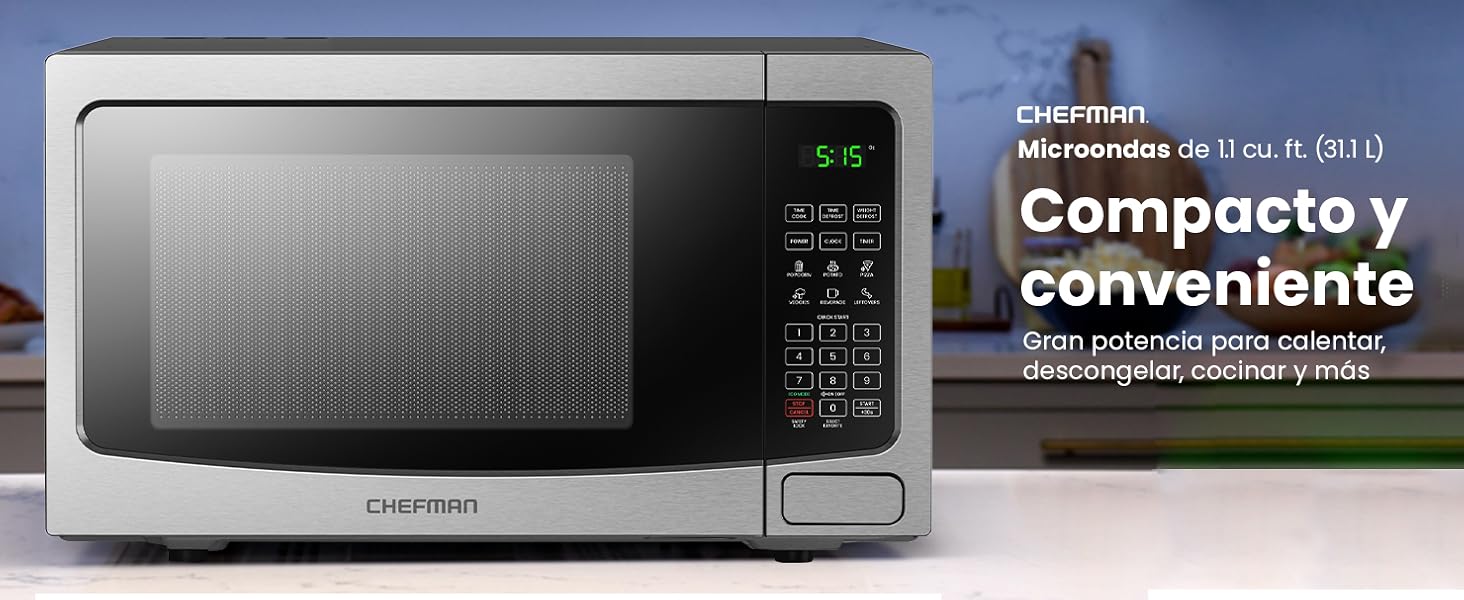 Chefman , horno de microondas, calentamienrto, comida rapida, comida caleinte, microwave
