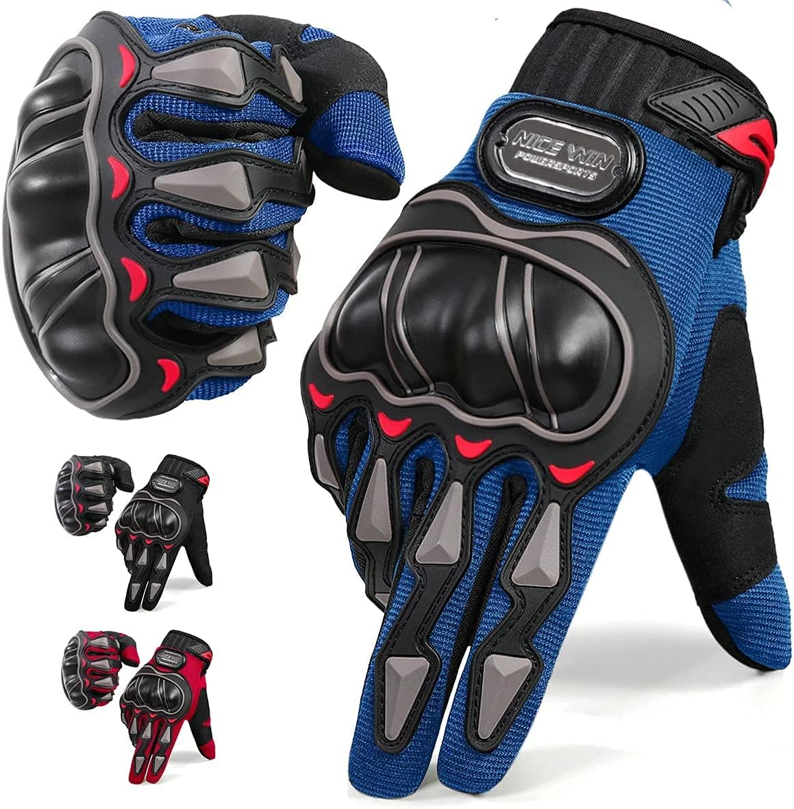 NICEWIN Guantes de motocicleta para hombres y mujeres, Guantes de moto de cross de montaña de verano con pantalla táctil, Guantes de todoterreno con dedos completos Carreras de carretera, Ciclismo, Escalada Motocross